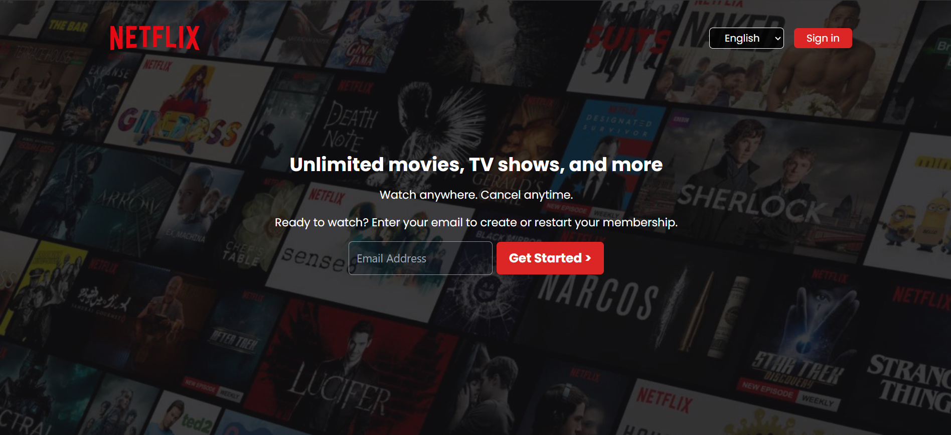 screenshot of project landing page